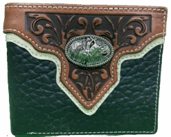 Top Notch Accessories HF115BK Black Bullrider Concho Bifold Wallet