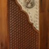Top Notch Accessories HK507BR Hair On Basket Weave Tall Brown Gun Conch Wallet -Western Cowboy Clothing HK507 BRFront