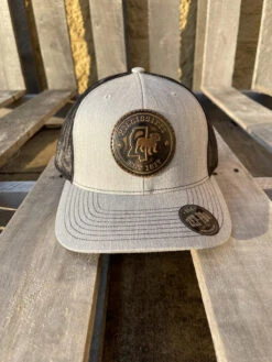 Starkville, Mississippi With Bulldog Leather Circle Patch Heather Grey/Black Richardson 112 Cap