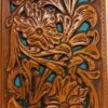 Top Notch Accessories 60107-2L.BR Light Brown Floral Design W/Turquoise Inlay Wallet -Western Cowboy Clothing IMG 1214
