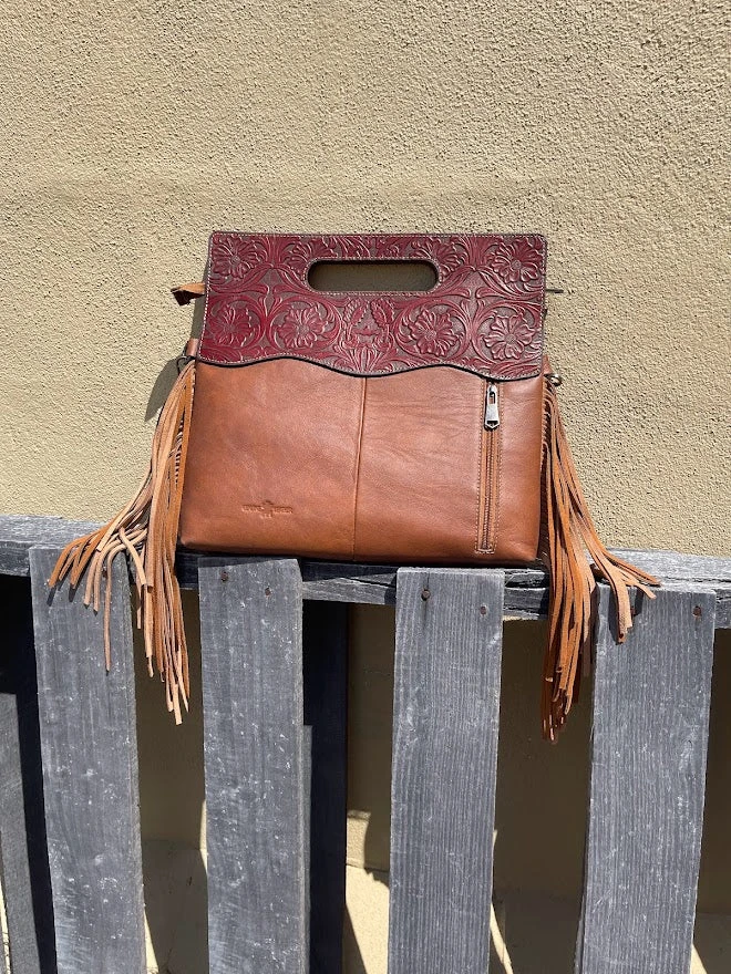 Top Notch Accessories 3074BR Brown Cowhide & Tooled Leather Purse 14 Top Notch Accessories 3074BR Brown Cowhide & Tooled Leather Purse - Image 12
