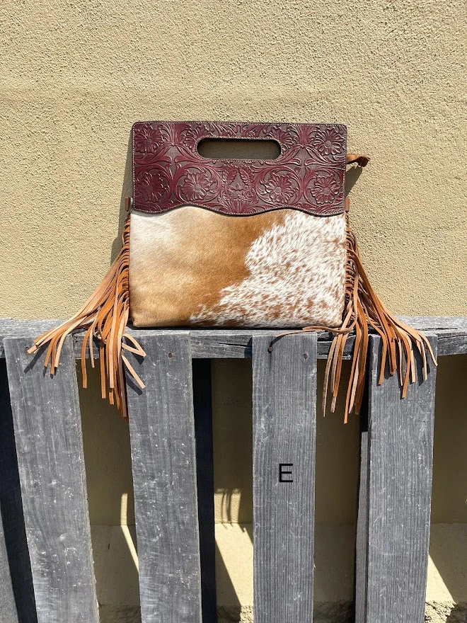 Top Notch Accessories 3074BR Brown Cowhide & Tooled Leather Purse 7 Top Notch Accessories 3074BR Brown Cowhide & Tooled Leather Purse - Image 5