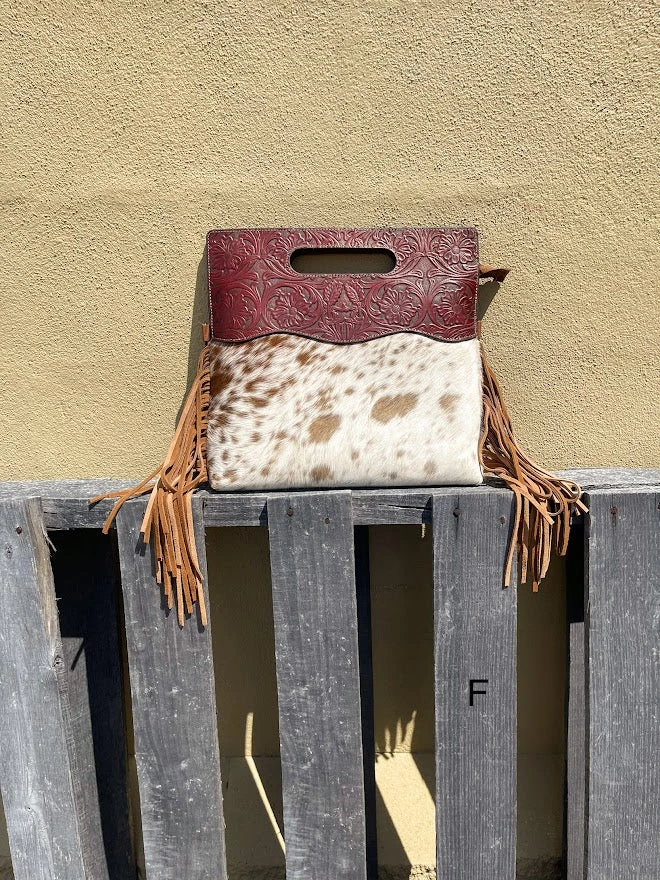 Top Notch Accessories 3074BR Brown Cowhide & Tooled Leather Purse 8 Top Notch Accessories 3074BR Brown Cowhide & Tooled Leather Purse - Image 6