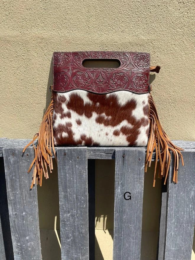 Top Notch Accessories 3074BR Brown Cowhide & Tooled Leather Purse 9 Top Notch Accessories 3074BR Brown Cowhide & Tooled Leather Purse - Image 7