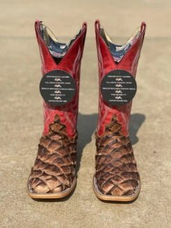 Women's Macie Bean Top Hand M2007 Distressed Brown Big Bass With Red Sinsation Top Square Toe Boot (SHOP IN-STORES TOO) 10 Women's Macie Bean Top Hand M2007 Distressed Brown Big Bass With Red Sinsation Top Square Toe Boot (SHOP IN-STORES TOO) -Western Cowboy Clothing IMG 5863