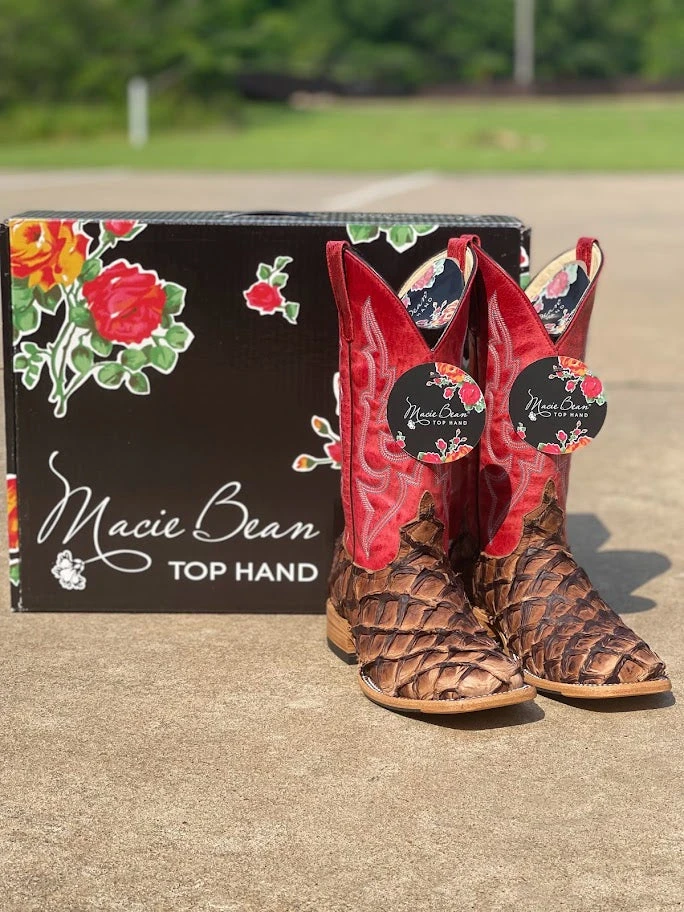 Women's Macie Bean Top Hand M2007 Distressed Brown Big Bass With Red Sinsation Top Square Toe Boot (SHOP IN-STORES TOO) 8 Women's Macie Bean Top Hand M2007 Distressed Brown Big Bass With Red Sinsation Top Square Toe Boot (SHOP IN-STORES TOO) - Image 6