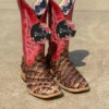 Women's Macie Bean Top Hand M2007 Distressed Brown Big Bass With Red Sinsation Top Square Toe Boot (SHOP IN-STORES TOO) -Western Cowboy Clothing IMG 5872