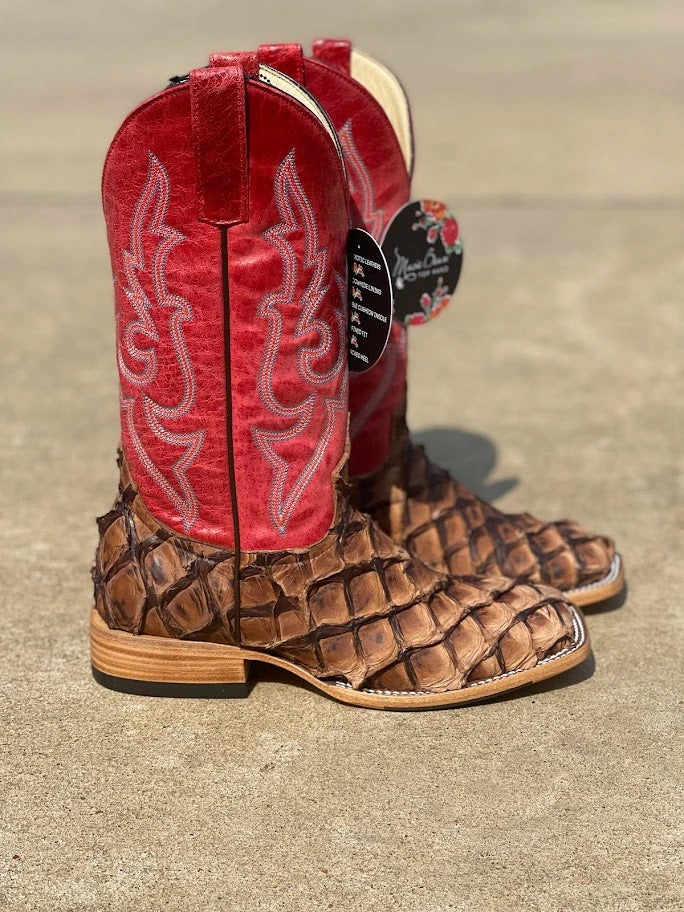Women's Macie Bean Top Hand M2007 Distressed Brown Big Bass With Red Sinsation Top Square Toe Boot (SHOP IN-STORES TOO) 4 Women's Macie Bean Top Hand M2007 Distressed Brown Big Bass With Red Sinsation Top Square Toe Boot (SHOP IN-STORES TOO) - Image 2