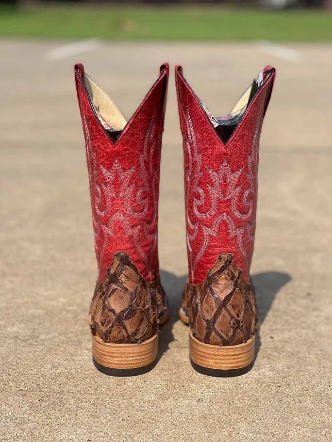 Women's Macie Bean Top Hand M2007 Distressed Brown Big Bass With Red Sinsation Top Square Toe Boot (SHOP IN-STORES TOO) 7 Women's Macie Bean Top Hand M2007 Distressed Brown Big Bass With Red Sinsation Top Square Toe Boot (SHOP IN-STORES TOO) - Image 5