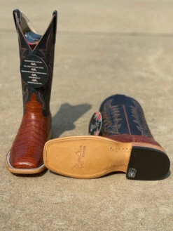 Women's Macie Bean Top Hand M2003 Brandy Caiman Belly With Blue Mad Dog Top Square Toe Boot (SHOP IN-STORES TOO) -Western Cowboy Clothing IMG 5892