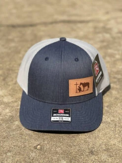 Dally Up 315 Navy Heather/Light Grey With Leather Patch Praying Cowboy Richardson 115 Cap