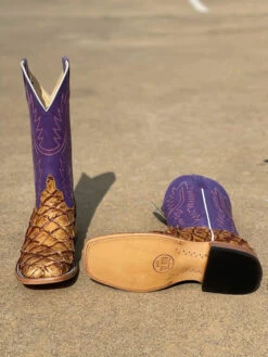Horse Power Top Hand Men's HP8008 13" Antique Saddle Big Bass With Purple Wipeout Top Square Toe Boot (SHOP IN-STORES TOO) 9 Horse Power Top Hand Men's HP8008 13" Antique Saddle Big Bass With Purple Wipeout Top Square Toe Boot (SHOP IN-STORES TOO) -Western Cowboy Clothing IMG 6113