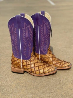 Horse Power Top Hand Men's HP8008 13" Antique Saddle Big Bass With Purple Wipeout Top Square Toe Boot (SHOP IN-STORES TOO)