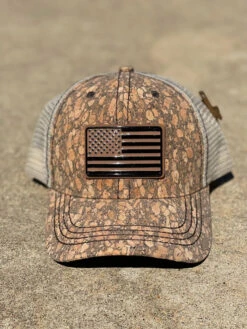 Brown Cork American Flag With Metal Concho Cap