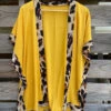 Mustard Kimono With Leopard Trim 5027744-MUSTARD
