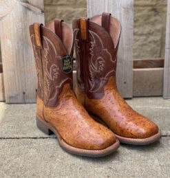 Dan Post DPP5712 Men's Tan Smooth Ostrich Wide Square Toe (SHOP IN-STORES TOO)