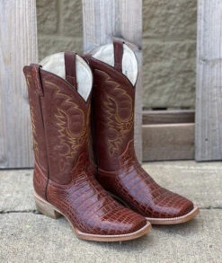 Cowtown Q6097 12" Cognac Alligator Print Square Toe Boot (SHOP IN-STORE TOO)
