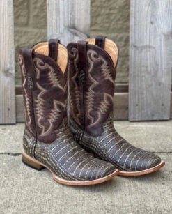 Cowtown Q6150 12" Rustic Chocolate Caiman Print Square Toe Boot (SHOP IN-STORE TOO)