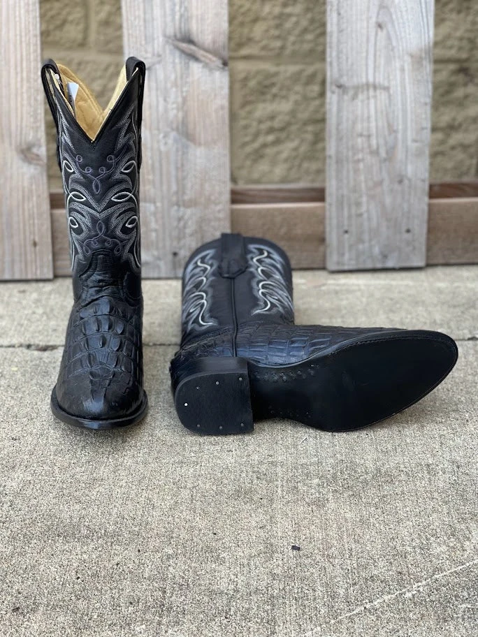 Cowtown R6096 12" Black Caiman Tail Cut Print R Toe Boot (SHOP IN-STORE TOO) 7 Cowtown R6096 12" Black Caiman Tail Cut Print R Toe Boot (SHOP IN-STORE TOO) - Image 5