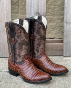 Cowtown R6074 12" Brown Caiman Belly Print R Toe Boot (SHOP IN-STORES TOO)
