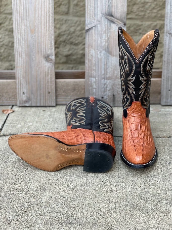 Cowtown R6094 12" Cognac Caiman Tail Cut Print R Toe Boot (SHOP IN-STORE TOO) 6 Cowtown R6094 12" Cognac Caiman Tail Cut Print R Toe Boot (SHOP IN-STORE TOO) - Image 4