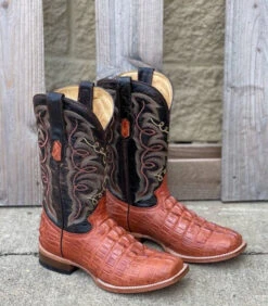 Men's Cowtown Q6094 12" Cognac Caiman Tail Print Square Toe Boot
