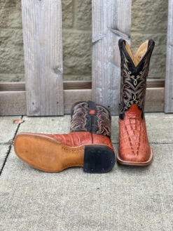 Men's Cowtown Q6094 12" Cognac Caiman Tail Print Square Toe Boot -Western Cowboy Clothing IMG 7644