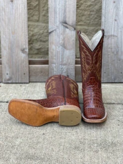 Cowtown Q6097 12" Cognac Alligator Print Square Toe Boot (SHOP IN-STORE TOO) -Western Cowboy Clothing IMG 7646