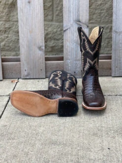 Cowtown Q6084 11" Brown Gator Print Square Toe Boot (SHOP IN-STORE TOO) -Western Cowboy Clothing IMG 7653
