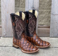 Cowtown Q156 12" Cognac Big Bass Print Square Toe Boot (SHOP IN-STORES TOO)