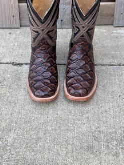 Cowtown Q158 11" Dark Brown Big Bass Print Square Toe Boot (SHOP IN-STORES TOO) -Western Cowboy Clothing IMG 7662