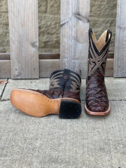 Cowtown Q158 11" Dark Brown Big Bass Print Square Toe Boot (SHOP IN-STORES TOO) -Western Cowboy Clothing IMG 7663