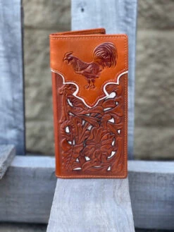 Top Notch Accessories 60201-2L.BR Light Brown Rooster W/Beige Inlay Wallet