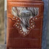 Top Notch Accessories A6002BR Brown Alligator Print W/Praying Cowboy Concho Tri-Fold Wallet -Western Cowboy Clothing IMG 8670 1