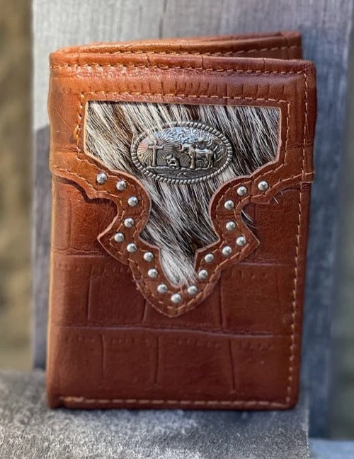 Top Notch Accessories A6002BR Brown Alligator Print W/Praying Cowboy Concho Tri-Fold Wallet 3 Top Notch Accessories A6002BR Brown Alligator Print W/Praying Cowboy Concho Tri-Fold Wallet