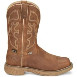 Justin Boots Justin SE4340 Men's 11" Rush Rustic Tan Waterproof Steel Toe Met Guard Square Toe Boots 12 Justin Boots Justin SE4340 Men's 11" Rush Rustic Tan Waterproof Steel Toe Met Guard Square Toe Boots -Western Cowboy Clothing JST 004 SE4340