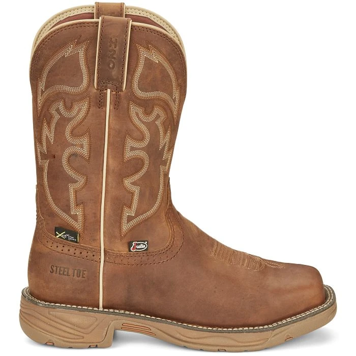 Justin Boots Justin SE4340 Men's 11" Rush Rustic Tan Waterproof Steel Toe Met Guard Square Toe Boots 5 Justin Boots Justin SE4340 Men's 11" Rush Rustic Tan Waterproof Steel Toe Met Guard Square Toe Boots - Image 3
