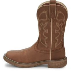 Justin WK4330 Men's 11" Rush Rustic Tan Waterproof Square Toe Boots -Western Cowboy Clothing JST 009 WK4330