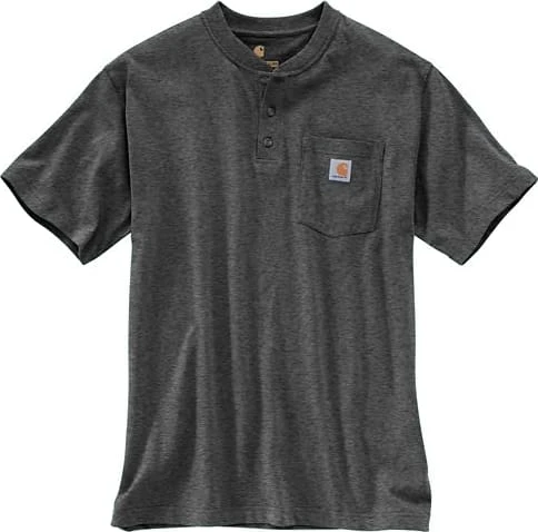 Carhartt K84-026 Carbon Heather Workwear Short Sleeve Henley Pocket T-Shirt 4 Carhartt K84-026 Carbon Heather Workwear Short Sleeve Henley Pocket T-Shirt - Image 2