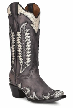 Corral Boots Women's Circle G By Corral L2043 Chocolate/Bone Overlay Snip Toe Boot (SHOP IN-STORES TOO)
