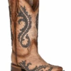 Corral Boots Women's Circle G L2052 12" Brown/Grey Overlay & Embroidery & Studs Wide Square Toe Boot (SHOP IN-STORES TOO)