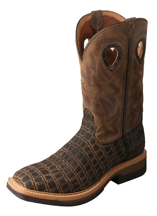 Twisted X MLCW023 Men’s 12" Lite Western Work Boot Caiman Print/Bomber 3 Twisted X MLCW023 Men’s 12" Lite Western Work Boot Caiman Print/Bomber