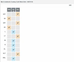 Men's Wrangler 10MS70119 Denim Cowboy Cut® Firm Finish Long Sleeve Western Snap Solid Work Shirt -Western Cowboy Clothing MS70119SIZEGRID