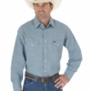 Men's Wrangler 10MS70919 Chambray Authentic Cowboy Cut® Long Sleeve Work Shirt -Western Cowboy Clothing MS70919front