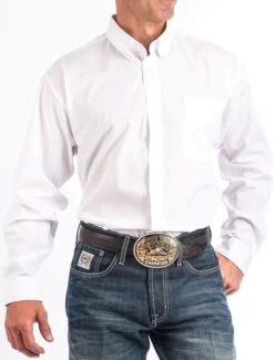 Men's Cinch MT10320020 Solid White Classic Fit Button Down Long Sleeve Shirt