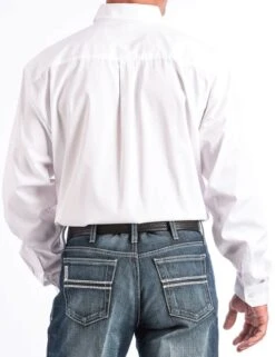 Men's Cinch MT10320020 Solid White Classic Fit Button Down Long Sleeve Shirt -Western Cowboy Clothing MT10320020 2