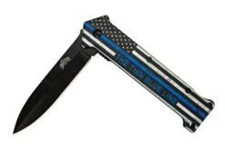 Master Cutlery MU-A121C Thin Blue Line Spring Assisted Knife