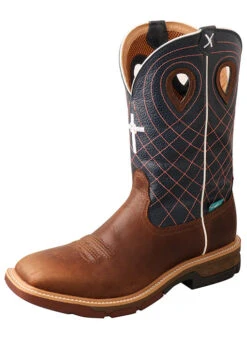 Twisted X MXBAW01 Men’s 12″ Mocha/Navy Waterproof Alloy Toe Western With CellStretch® Work Boot