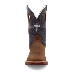 Twisted X MXBW001 Men's 12″ Mocha/Navy Waterproof Western With CellStretch® Work Boot -Western Cowboy Clothing MXBW001 05