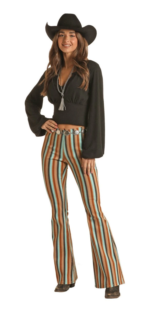 Women's Panhandle Rock & Roll RRWD6PRZQX Bargain Bell Striped Pull-on Flare Jean (SHOP IN-STORE TOO) 4 Women's Panhandle Rock & Roll RRWD6PRZQX Bargain Bell Striped Pull-on Flare Jean (SHOP IN-STORE TOO) - Image 2